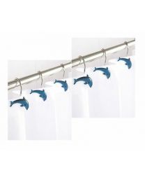 Aqualona 12 Pieces Decorative Home Fashions Dolphins Resin Shower Curtain Hooks
