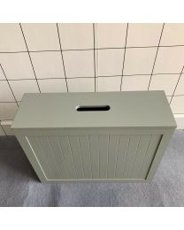 Large Grey Slimline Bamboo Wood Bathroom Toilet Roll Tissue Storage Cabinet Unit