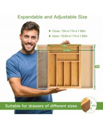 Bamboo Extendable 6-8 Compartment Cutlery Drawer Tray Holder Organiser Storage
