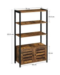 3 Tier Wooden Industrial Style Book Shelf Cabinet Case Display Rack Unit 2 Door