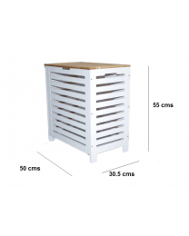 White/Oak Wooden Laundry Clothes Basket Hamper Bin Storage Lid Bathroom Bedroom