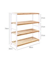 4 Tier Natural Bamboo Wood Shoe Rack Storage Shelf Organiser Hallway Furniture