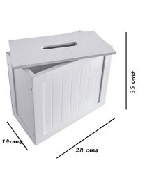 White Bamboo Wood Slimline Bathroom Tissue Rolls Spray Storage Unit Cabinet 