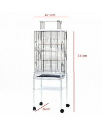Large 132 & 131 cm Rolling Portable Metal Bird Cages Wheels Tray Cockatoo Parrot