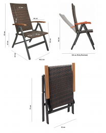Hygrad 2 x Rattan & Aluminium Folding Reclining Garden Outdoor Picnic Arm Chair