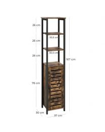 167cm Wooden/Industrial Tall Narrow Corner Cabinet Storage Display Unit Cupboard